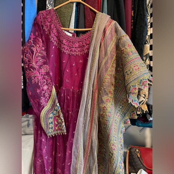 Pakistani designer Baroque maxi dress Asim jofa Maria b shalwar kameez eid Saree - Picture 7 of 17